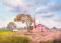 Tahir Bilal Ummi, 48 x 67 Inch, Oil on Canvas, Landscape Painting, AC-TBL-047